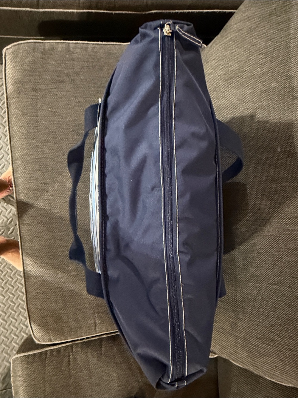 NWOT L.L. Bean Navy Blue Striped Insulated Cooler Bag - Picture 2 of 9
